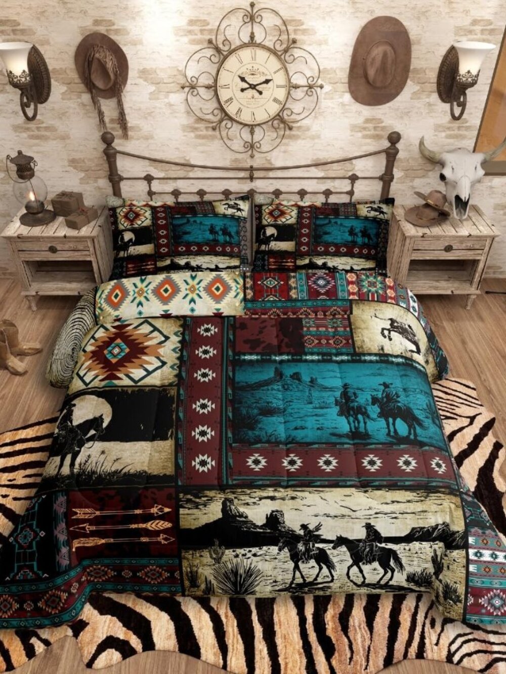 Western Cowboy Southwestern Comforter Set Queen Size Bedding Set